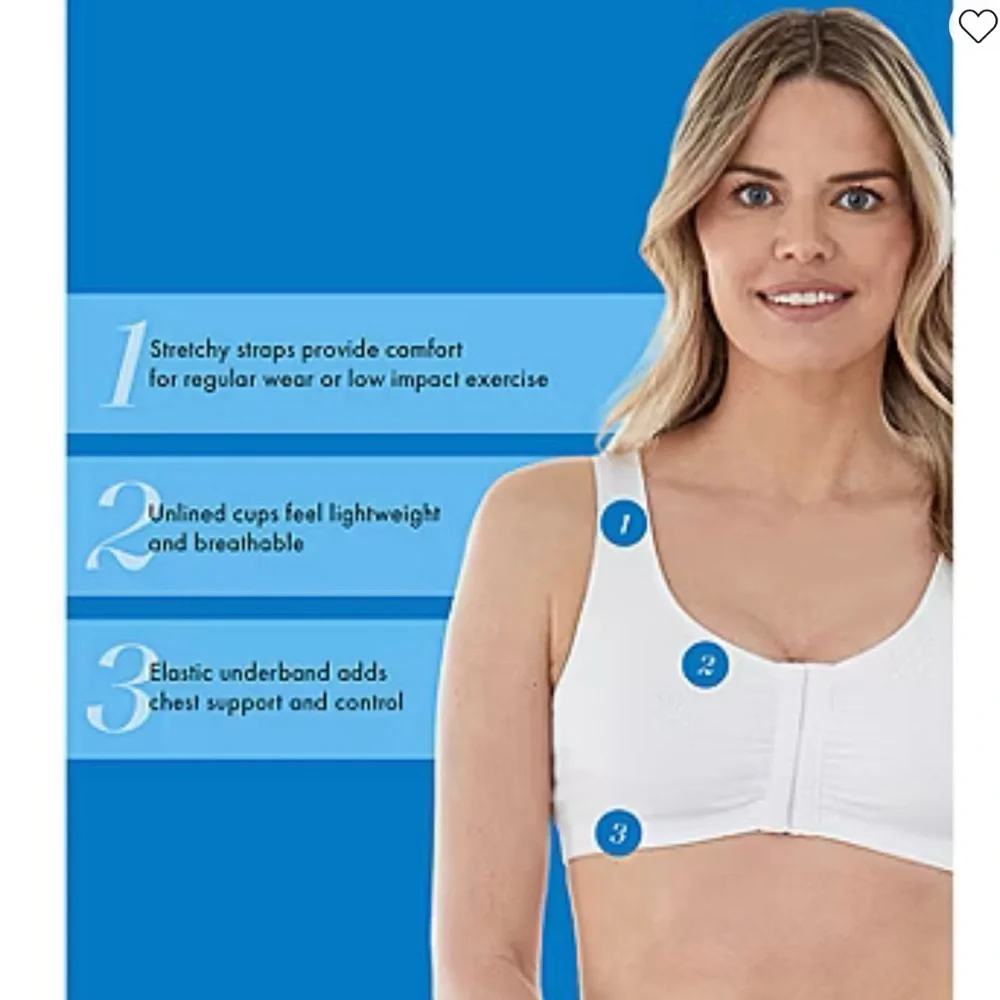Wireless White Front-Closure Bra